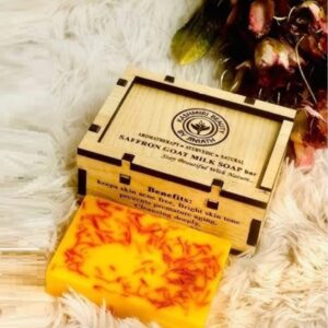 Saffron Goat Milk Soap With Wooden Box