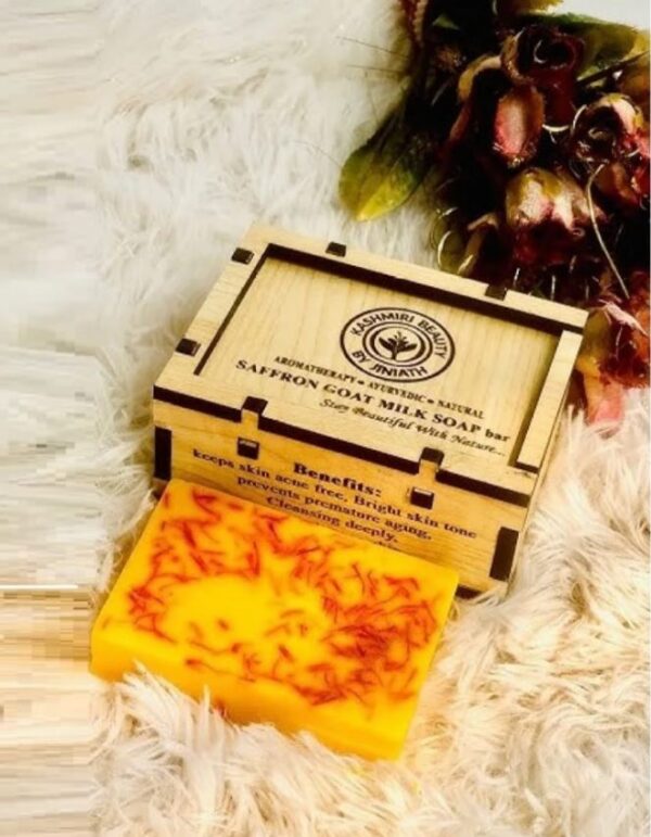 Saffron Goat Milk Soap With Wooden Box